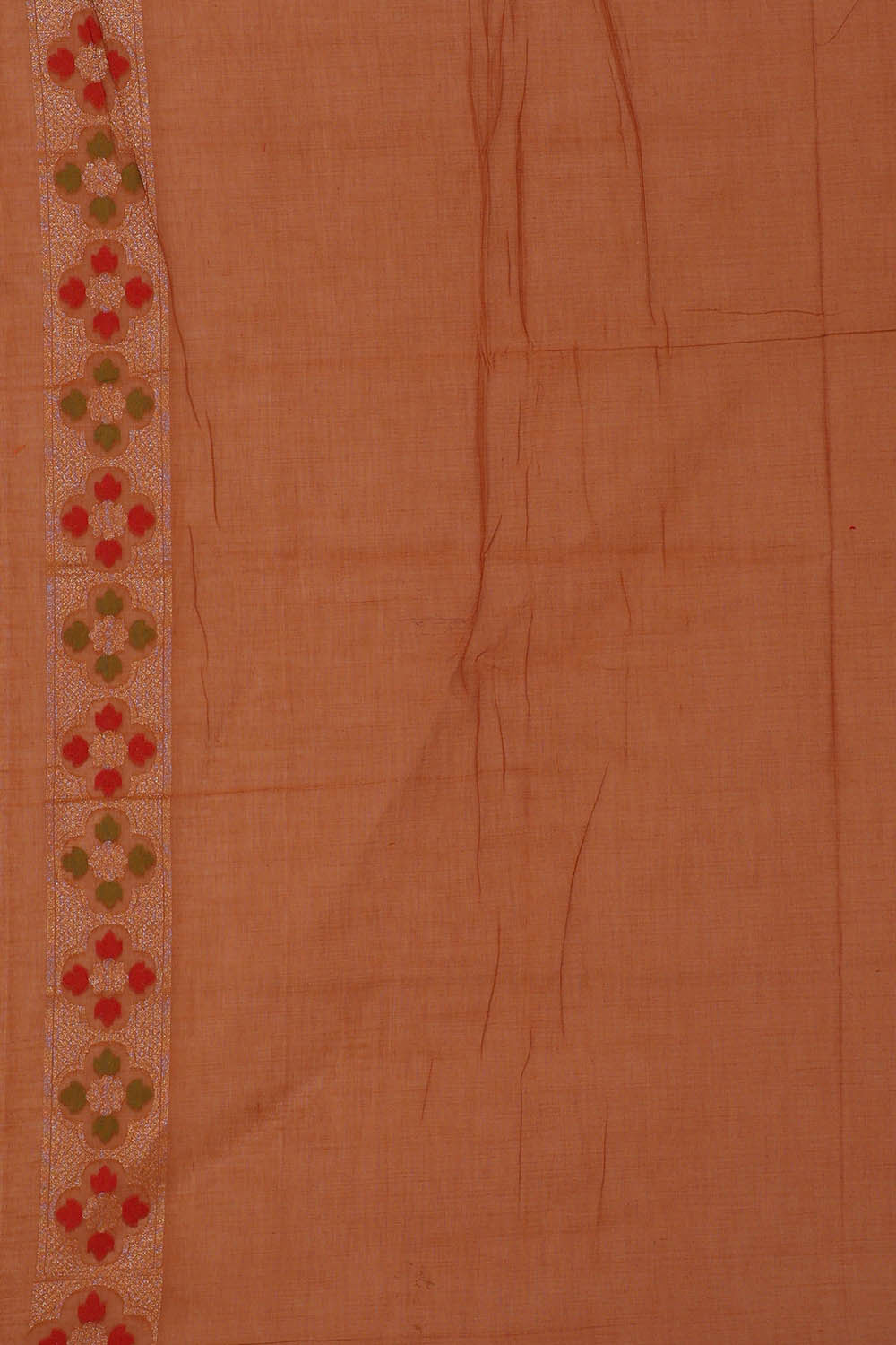 Image of Banarasi Cotton Creamy Brown Saree